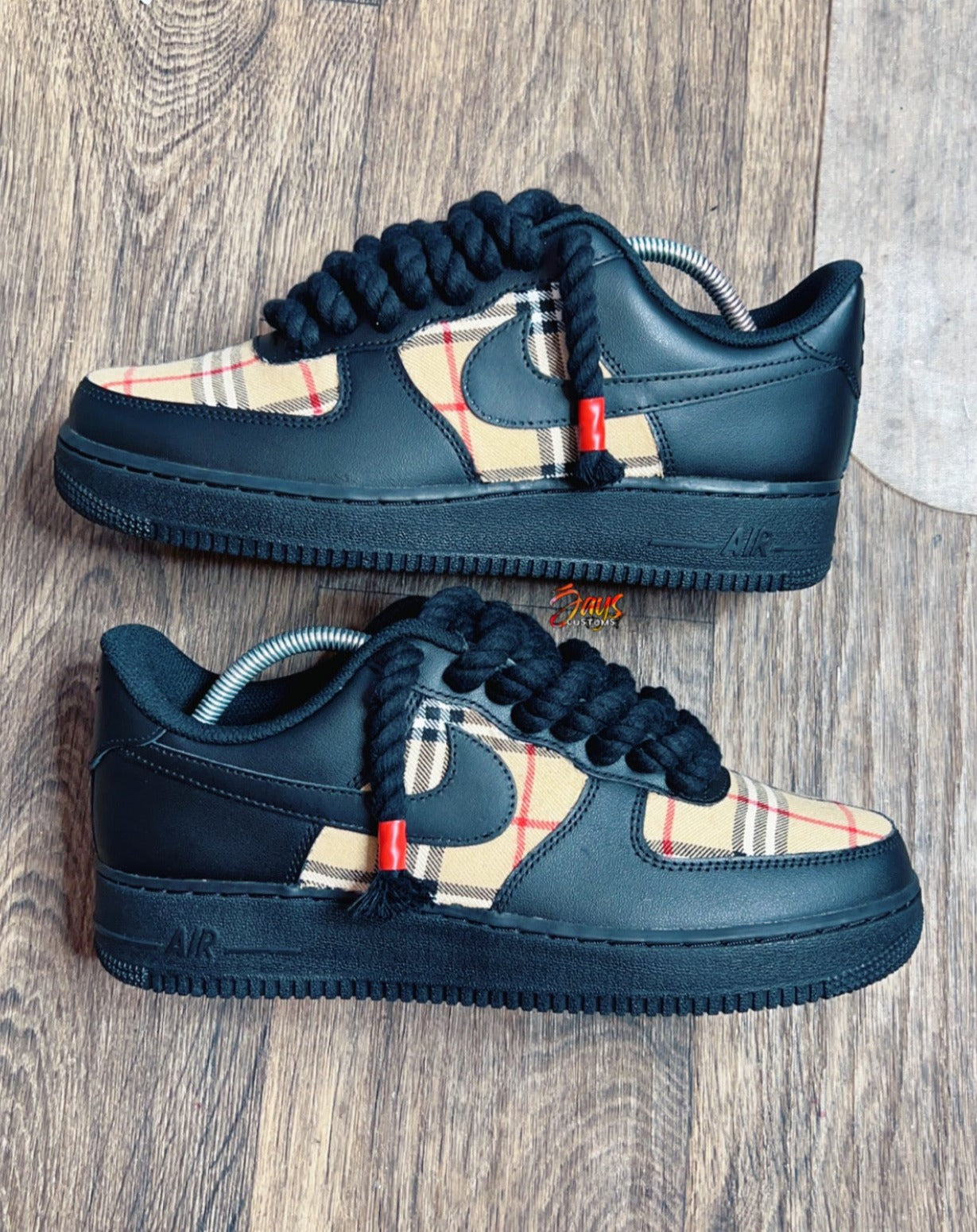Nike Air Force 1 Low With Black Rope Laces White UNISEX Custom Shoes All  Sizes